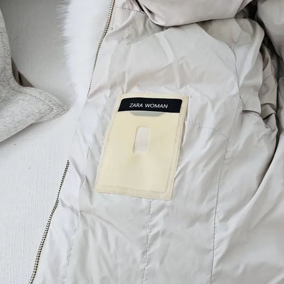 Zara Women's Quilted Puffer Jacket Down Filled with Belt - Picture 9 of 12